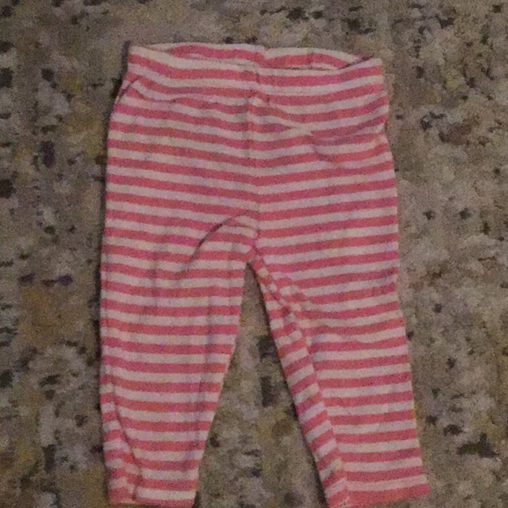Striped Pink and White Baby Leggings